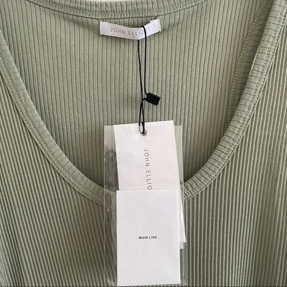 John Elliott Cotton Ribbed Tank Dress Chaparral Sage Green NWT L - Picture 9 of 9